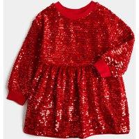 M&S Sequin Round Neck Sweatshirt Dress (2-10 Yrs) Rose Pink