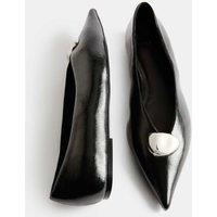 M&S Trim Pointed Toe Ballet Pumps Black