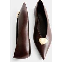 M&S Trim Pointed Toe Ballet Pumps Burgundy