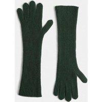 JAEGER Knitted Stitch Detail Gloves Dark Green