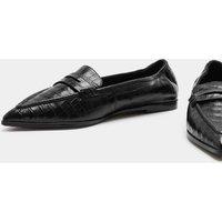 M&S Leather Croc Pointed Toe Loafers Black