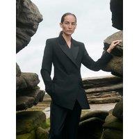 JAEGER Pure Wool Tailored Tuxedo Longline Blazer Black