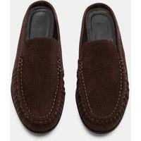 M&S Suede Ruched Backless Flat Loafers Brown