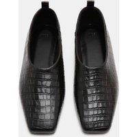 M&S Leather Flat Square Toe Ballet Pump Black