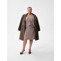M&S Double Breasted Collared Longline Coat Brown Marl