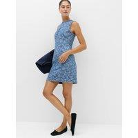 M&S Denim Floral Jacquard Mini Shift Dress Indigo Mix