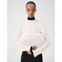 M&S Textured Faux Fur Clutch Bag Ecru