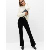 M&S High Waisted Flared Corduroy Trousers Black
