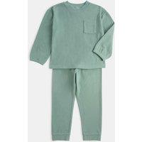 M&S Fleece Cosy Pyjamas (1-8 Yrs) Smokey Green