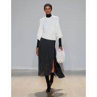 M&S Polka Dot Pleated Hi Low Asymmetric Skirt Black Mix