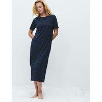 M&S Cotton Modal Printed Long Nightdress Navy Mix