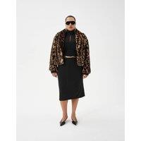 M&S Faux Fur Leopard Print Jacket Brown Mix
