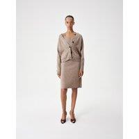 M&S Lambswool Blend Neppy Knitted Knee Length Skirt Neutral