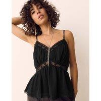Per Una Lace Frill Detail Cami Top Black