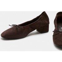 M&S Suede Bow Block Heel Court Shoes Brown