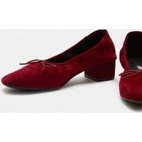M&S Suede Bow Block Heel Shoes Dark Red