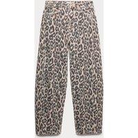 M&S Mid Rise Animal Barrel Jeans Dark Brown Mix