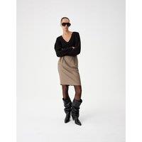 M&S Tweed Herringbone Knee Length Tulip Skirt Natural Mix