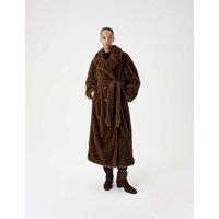 M&S Relaxed Faux Fur Longline Trench Coat Brown