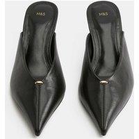 M&S Kitten Heel Pointed Toe Mules Black