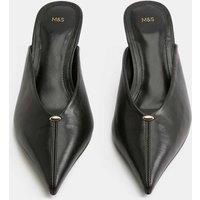 M&S Kitten Heel Pointed Toe Mules Black