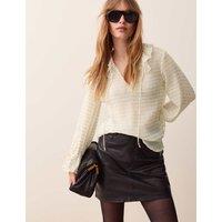 Per Una Sparkly Ruffle Tie Neck Blouse Ecru Mix