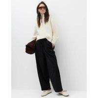 M&S Cord Pull On Barrel Leg Trousers Black