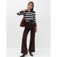 M&S High Waisted Patch Pocket Flared Jeans Chocolate
