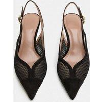 M&S Mesh Kitten Heel Pointed Slingback Shoes Black