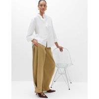 M&S Pure Cotton Barrel Leg Trousers Sandstone