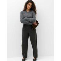M&S Pleated Barrel Leg Trouser Dark Grey