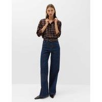 M&S High Waisted Pintuck Wide Leg Jeans Indigo Mix