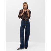 M&S High Waisted Pintuck Wide Leg Jeans Indigo Mix