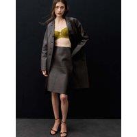 Autograph Pure Leather Knee Length Pencil Skirt Chocolate