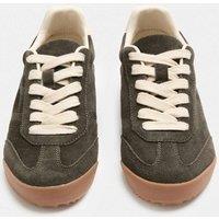 M&S Suede Slim Lace Up Trainers Grey
