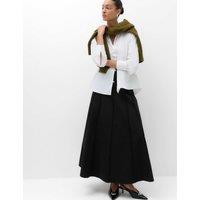 M&S Pure Cotton Frayed Midi Panelled Circle Skirt Black