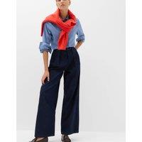 M&S High Waisted Pleated Wide Leg Jeans Indigo Mix