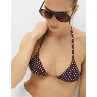 M&S Printed Triangle Bikini Top Dark Brown Mix