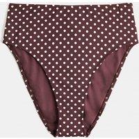 M&S Print High Waisted Bikini Bottom Dark Brown Mix