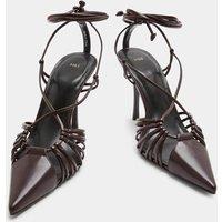 M&S Strappy Stiletto Heel Pointed Court Shoes Wine