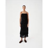 M&S Georgette Textured Layered Midi Cami Dress Black