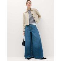 M&S Vintage Look High Waisted Baggy Wide Leg Jeans Medium Indigo