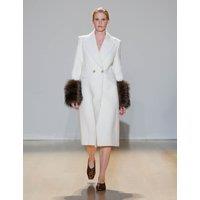 M&S Double Breasted Longline Overcoat Ivory
