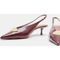 M&S Hardware Trim Kitten Heel Slingback Shoes Dark Red