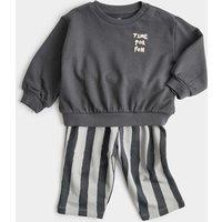 M&S 2 Piece Time For Fun Sweat Outfit (0-5 Yrs) Dark Graphite