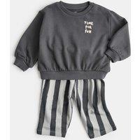 M&S 2 Piece Time For Fun Sweat Outfit (0-5 Yrs) Dark Graphite