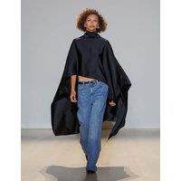 M&S Satin Funnel Neck Longline Cape Black