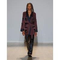 M&S Embellished Shawl Collar Satin Kimono Jacket Aubergine Mix