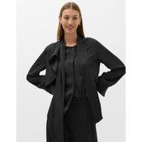 M&S Draped Scarf Neck Button Through Shirt Black