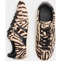 M&S Lace Up Animal Print Hair On Retro Trainer Brown Mix